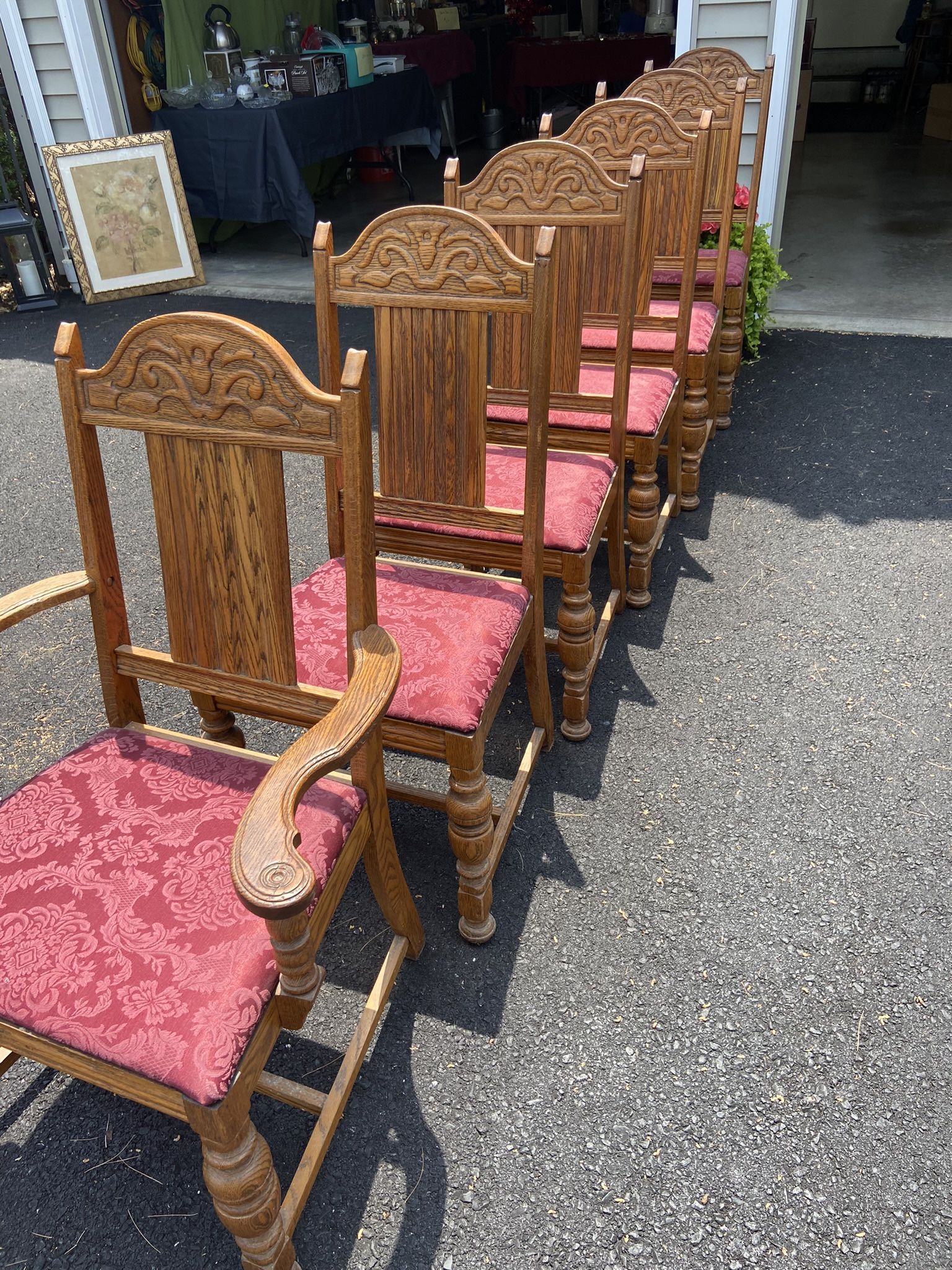 6 Jacobean Style, Oak Dining Chairs