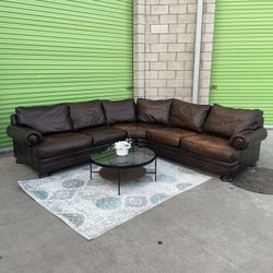 *Free Delivery* Brown Bernhardt Leather Sectional Couch Sofa 