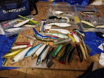 Saltwater fishing gear striper canal lures st croix tsunami sebile poppers plugs savage jigs al gag shimano tackle bags and boxes