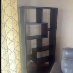 Modern Geometric Bookshelf / Display Shelf – Dark Espresso