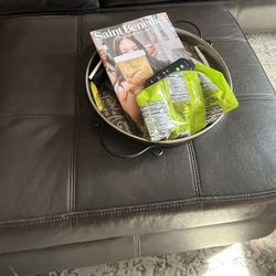 Brown Leather Ottoman