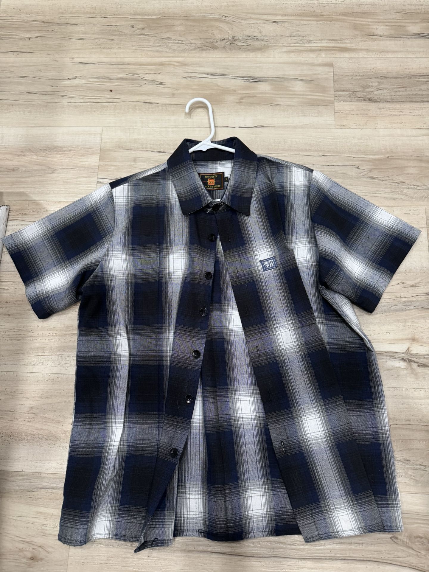 Fb County Size Small Dark Blue And White Checker Flannel
