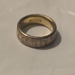 Coach Ring Gold Enamel White 6.5