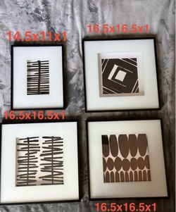 Set of 4 box framed modern black and white art