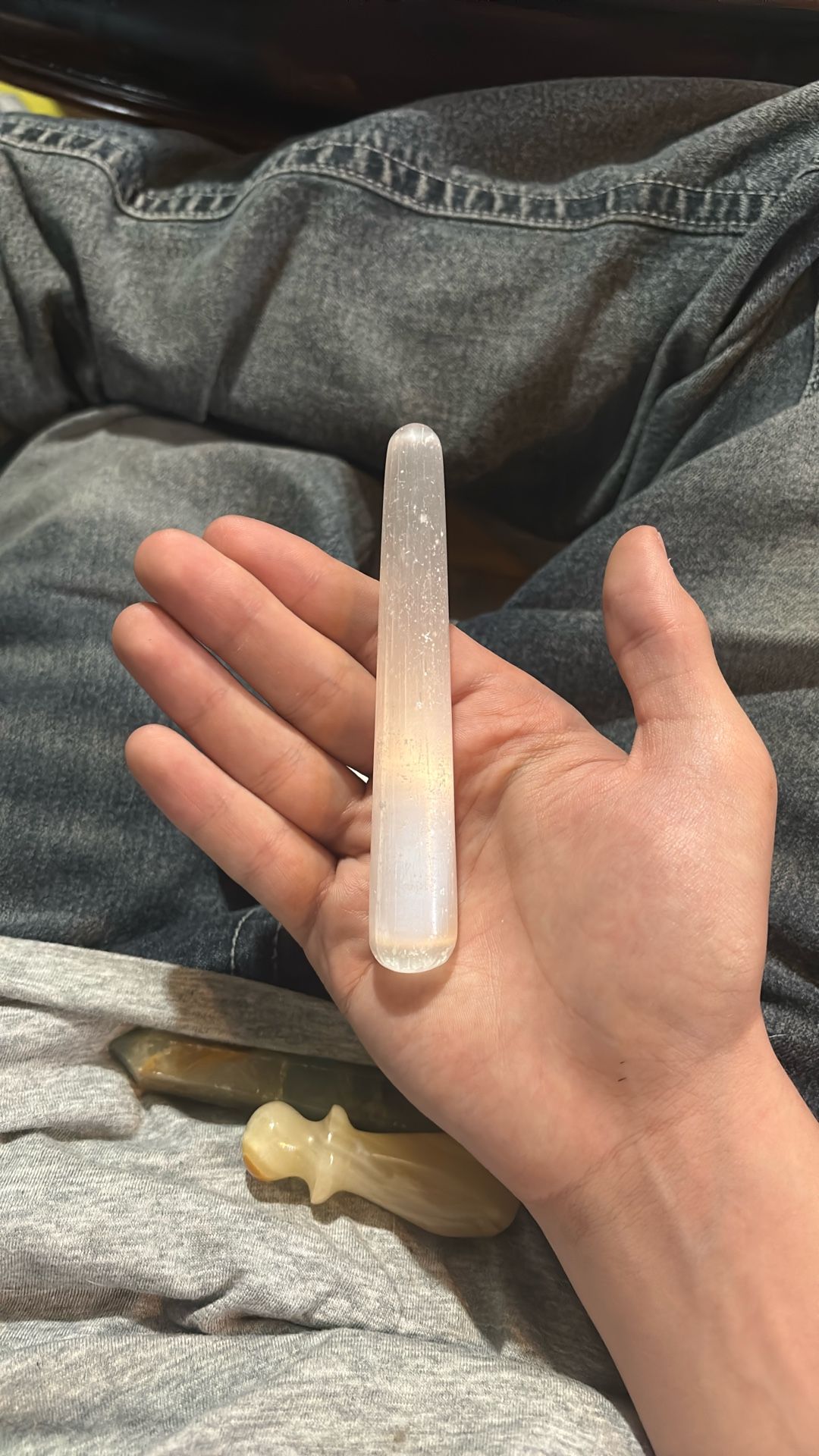 Beautiful Satin Spar (Selenite) Chakra Crystal Wand | Very Shiny | Purifying Tower | Meditation & Crystal Healing