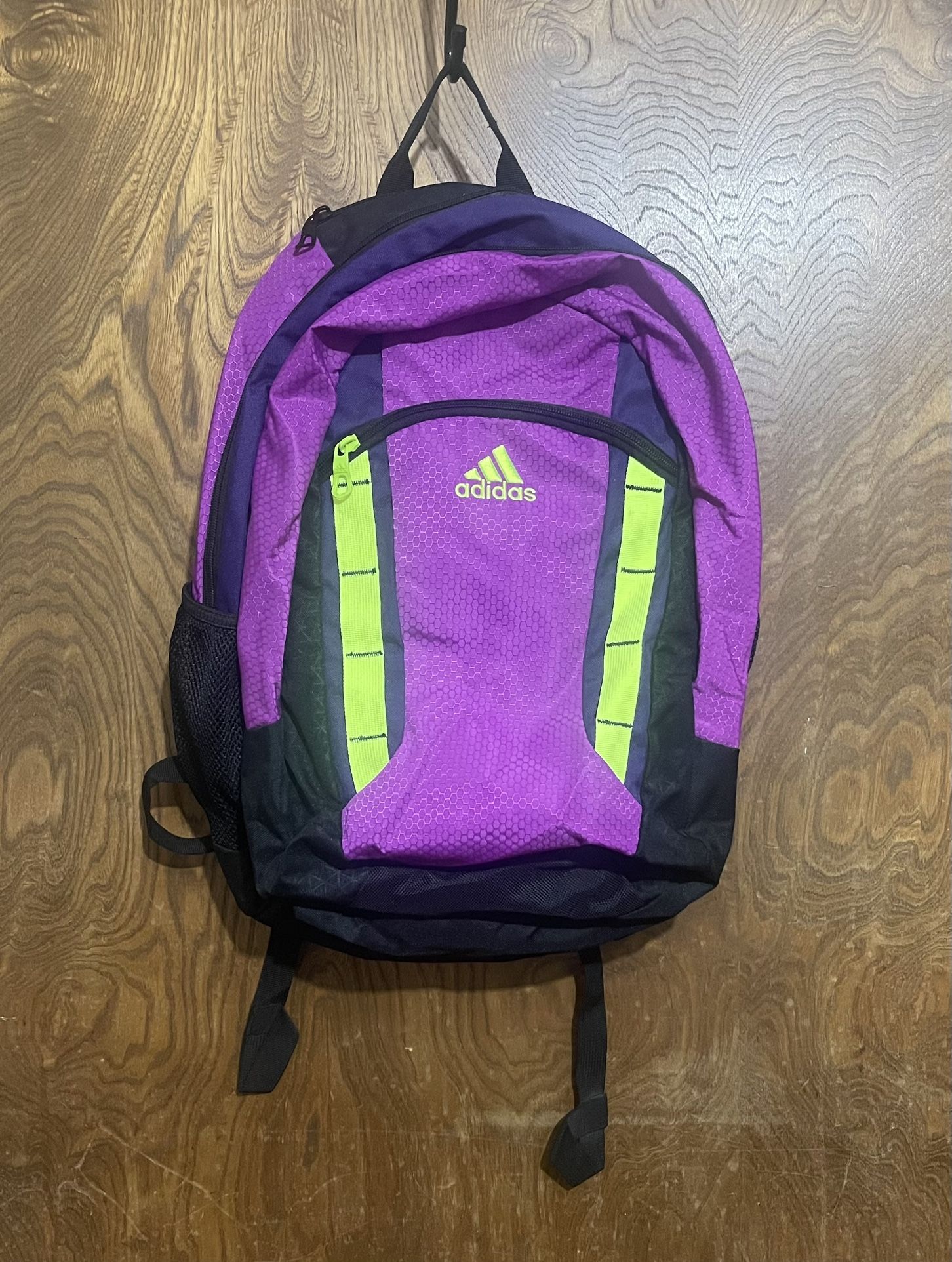 Purple & Lime Green Adidas Backpack