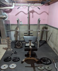 Home Gym Weight Bench Set with Barbell and Plates