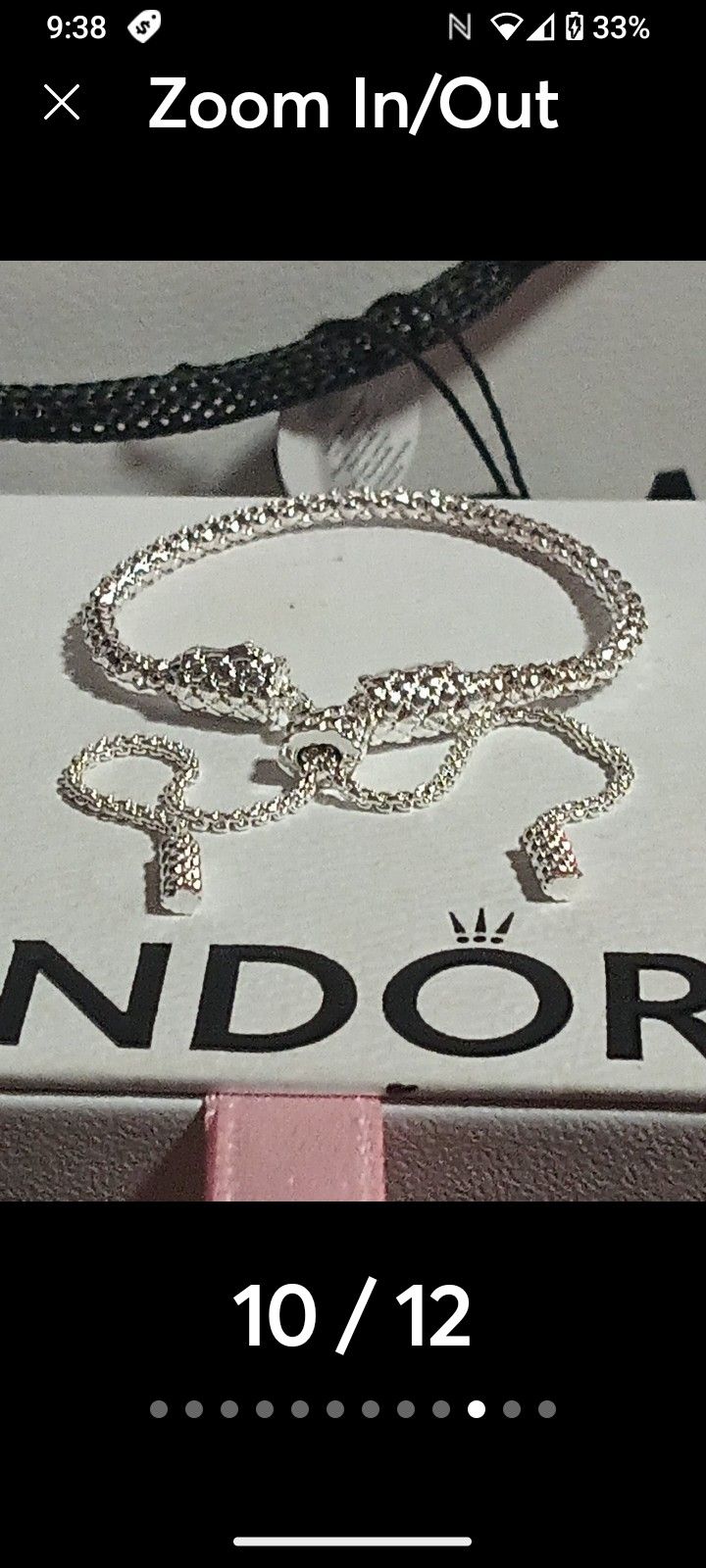 Pandora Moments Authentic Brand New Sterling Silver Studded 7.8 Adjustable Slider Bracelet