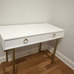 White With Gold Accents Desk 