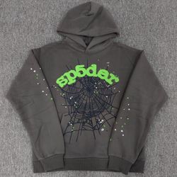 Green And Grey Sp5der Hoodie