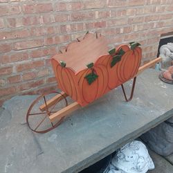 Wooden Handcrafted Wheelbarrow Decor Garden 