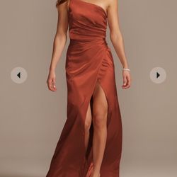One Shoulder Satin Dress