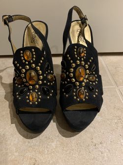 Carlos Santana Peep Toe Slingback Heels Shoes