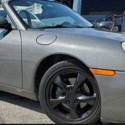 PORSCHE 986 97/2004 4 WHEELS BLACK  17 & GOOD TIRES PORSCHE BOXSTER 5X130 LUG PATTERN  TIRES 245 /40 / 17 REAR ,FRONT 205 /50 /17 FIT OTHERS MODELS &Y