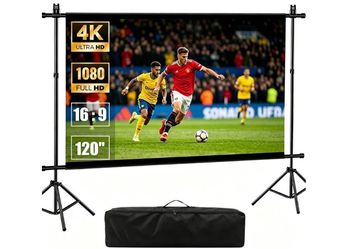 120" Portable Projector Screen with Dual Tripod Stand & Bag