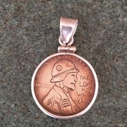 World War Memorabilia Hand Carved Penny Charm 