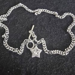 Stainless Steel CZ Star Necklace 