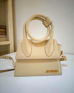 Jacquemus Beige Mini Crossbody Top Handle Bag w/ Adjustable Detachable Strap