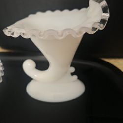  Fenton Silver Crest cornucopia candle holder. 