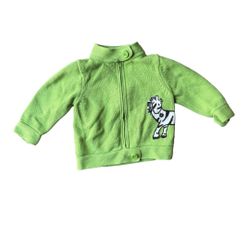 Vintage Girl’s Gymboree Green Zebra Zippered Cardigan Sweater 12-18mo