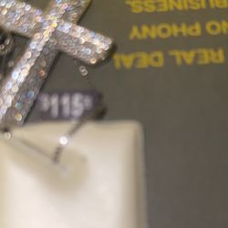 Diamond 0.8Ct Pendant Cross With Silver Chain 925