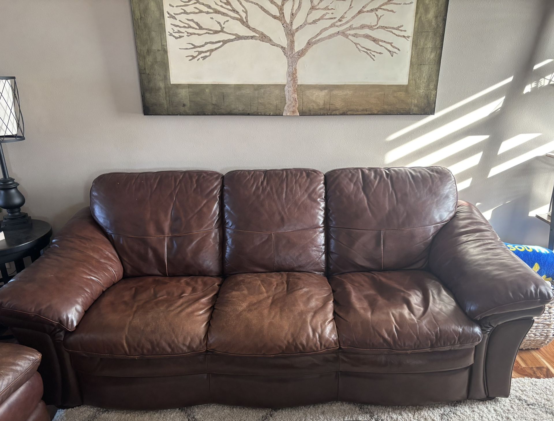 Slumberland Leather Sofa & Ottoman