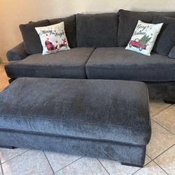 Large Charcoal Grey Sofa With Matching Ottoman From Jerome's LIKE NEW!!