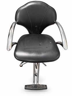 Black Salon Styling Chair with Chrome Arms & Footrest