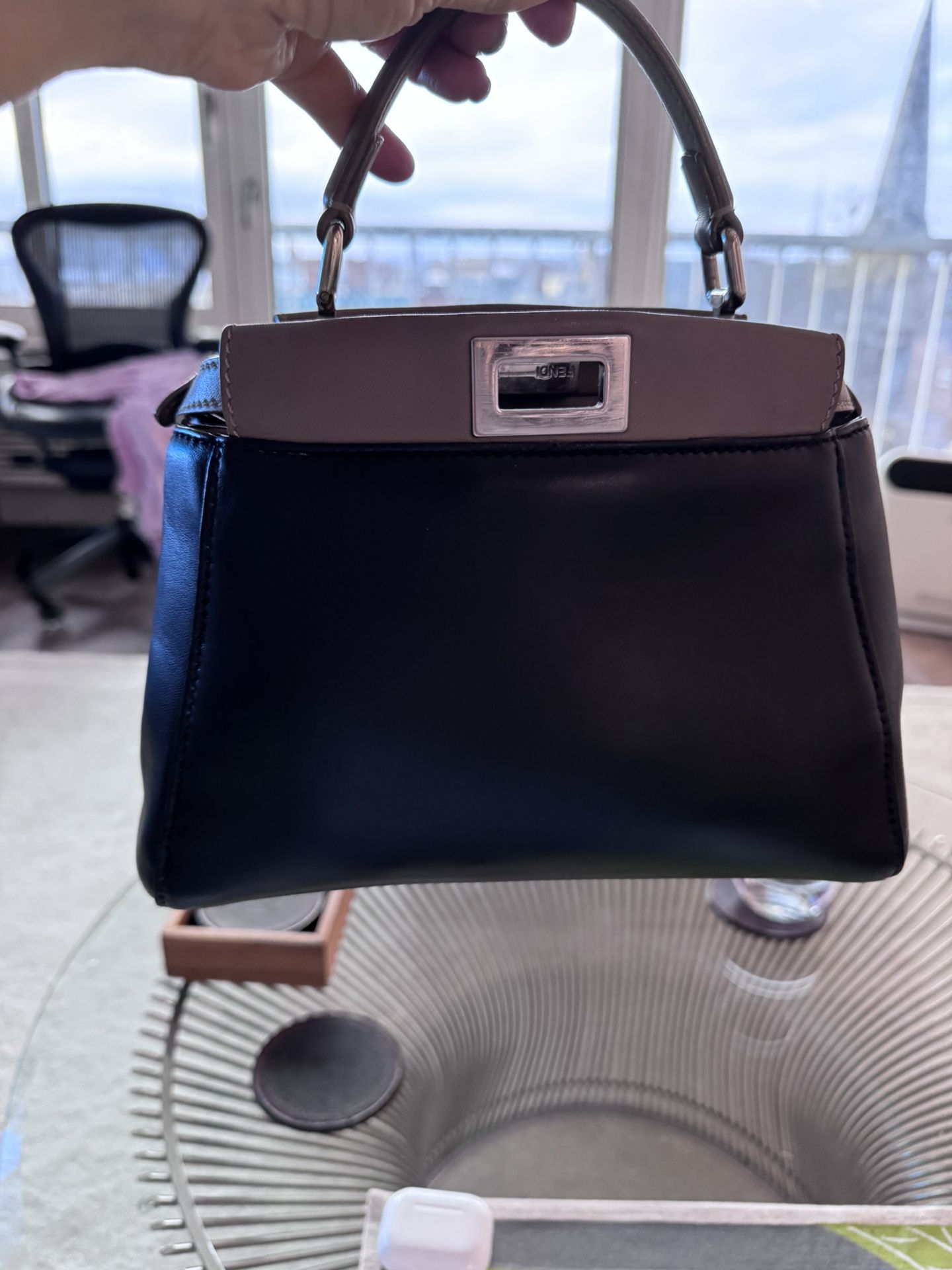 Fendi Peekaboo Leather Tote – Pre-Owned – Restored Bottom – Black Repaint – AS IS