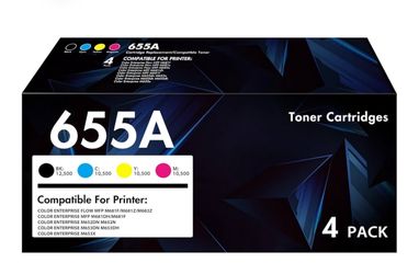 655A Toner Cartridge 4 Pack Compatible Replacement for HP 655A CF450A