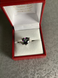 Lab Created Alexandrite Ring with cubic zirconia diamond accents