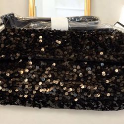 NWT Nicole Miller Black Sequin Shoulder Bag