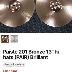 Paiste 201 Bronze  13” Hi Hats - Pair