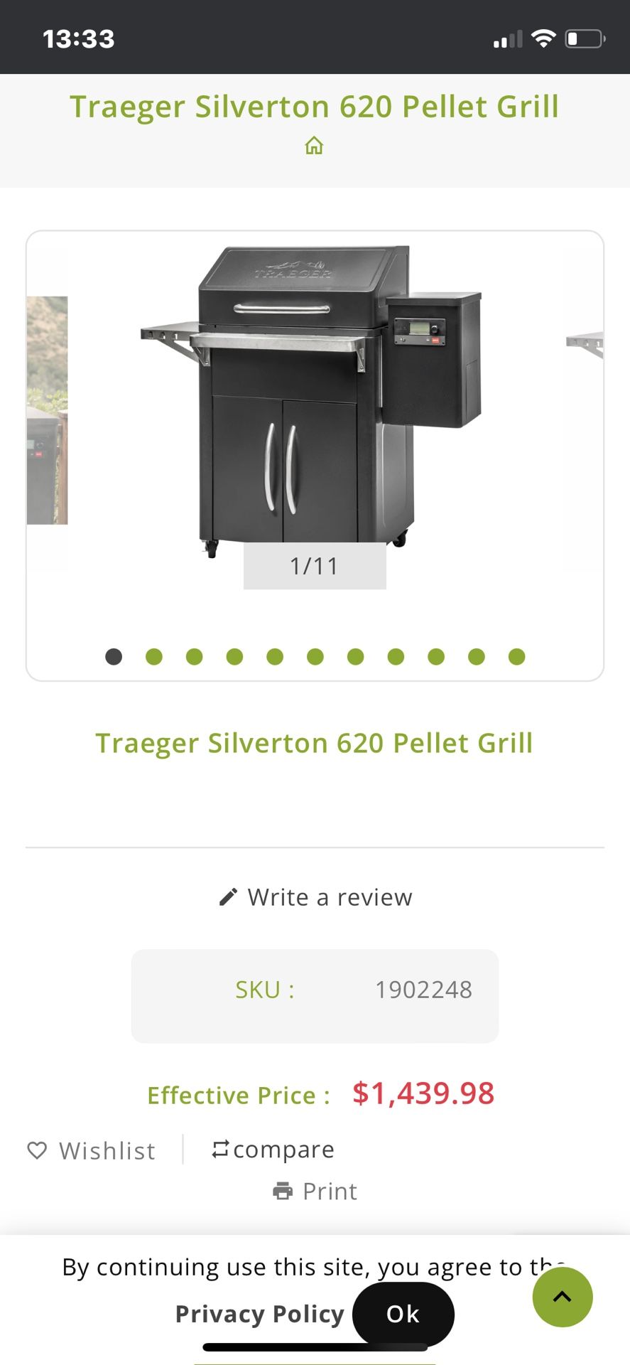 Traeger Silverton 620 Wifire Pellet Grill & Smoker Electronic Wifi