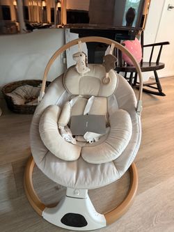 Automated Baby Bouncer Beige Swing with Toy Bar