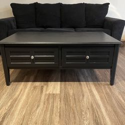 Nice Black Wooden Coffee Table With Two Good Sized Drawers