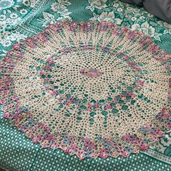 Beautiful oval handmade crochet doily 