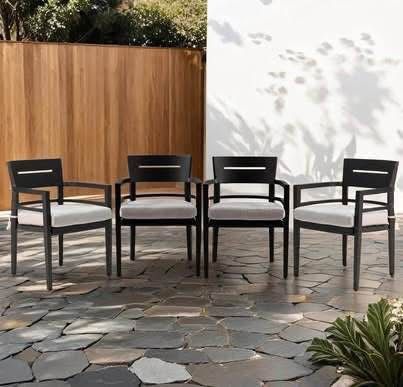 Assembled New Outdoor 4-Piece Aluminum Dining Chairs Premium Dining Chair w/Sunbrella Fabric Cushion
