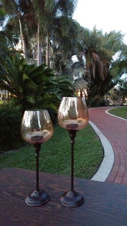 (2) Beautiful Glass Candle Holders