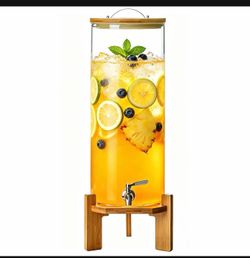 4Gallon Glass Drink Dispenser with Stand, Stainless Steel Spigot, Ideal for Parties, Bars, Restaurants (15L/4 Gallon)