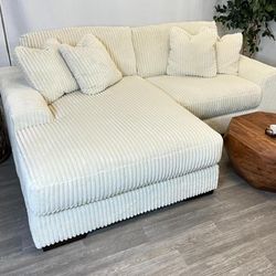 White /Beige 2 Piece Sofa Chaise Sectional 