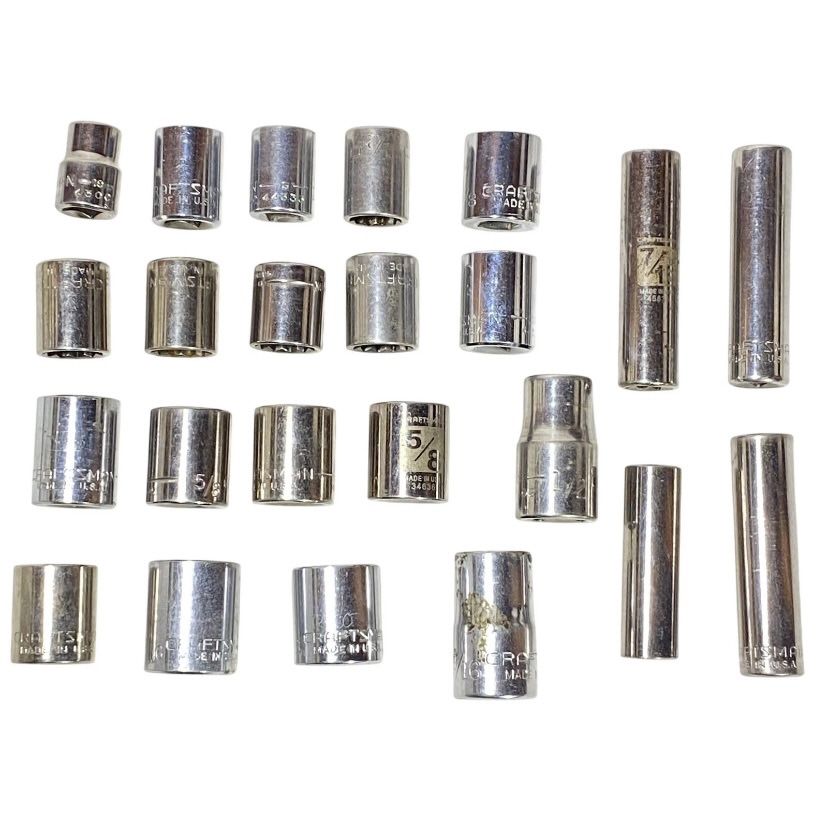 Craftsman 23 Pc Socket Set 1/4" 1/2" Drive 3/8-11/16” SAE 6-12 Pt Deep Shallow
