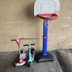 Scooters And Basketball Hoop 