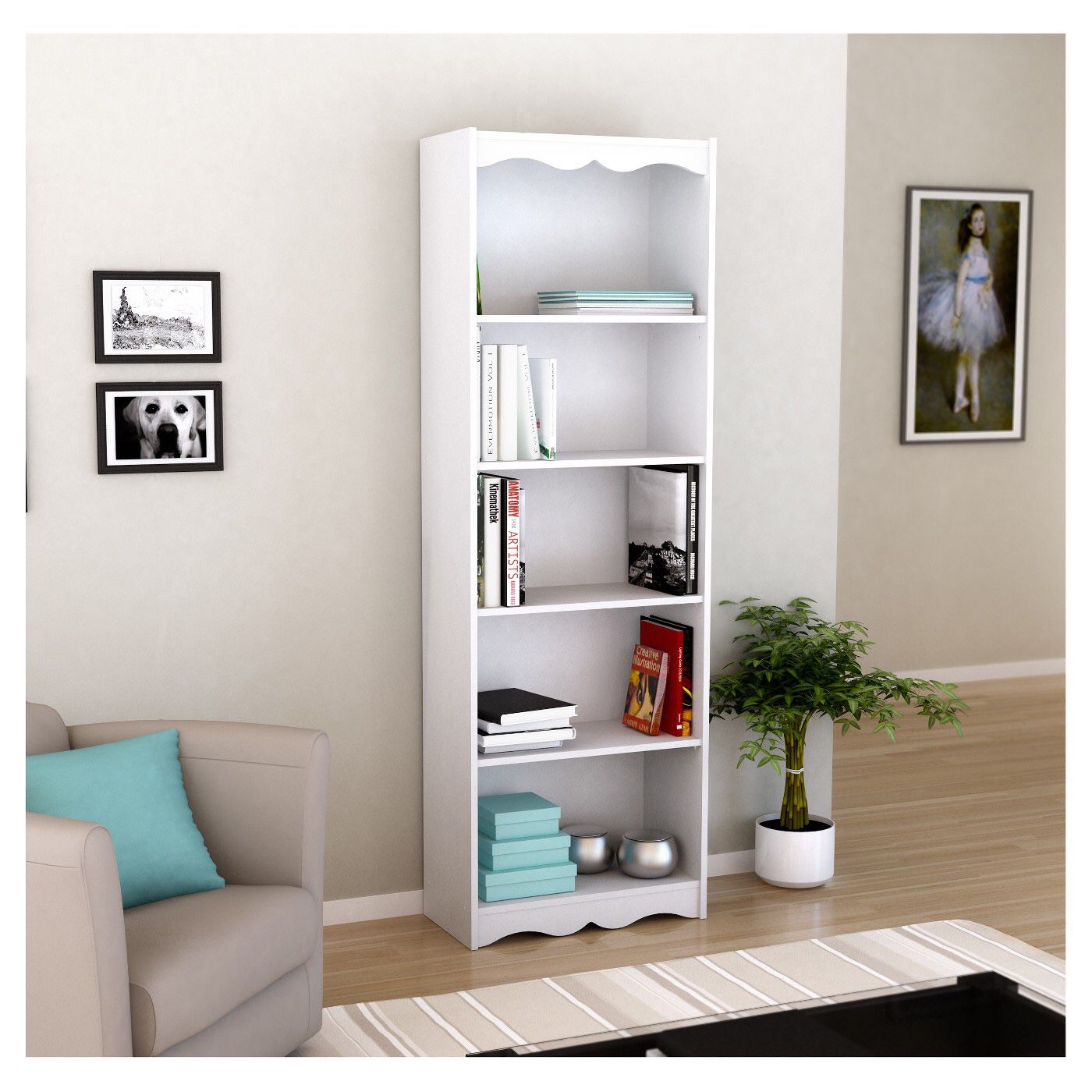 Hawthorn 72" Tall Bookcase - Frost White - Corliving