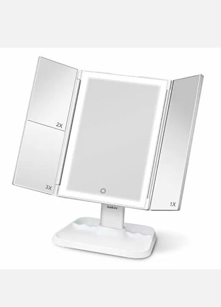 Makeup Mirror 72 LED Vanity Mirror with Lights Trifold Mirror 3 Color White