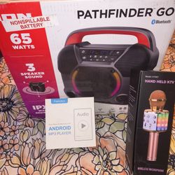 New ION Audio Pathfinder Go Portable Bluetooth 3 Speaker Rechargeable Boom Karaoke Sound System Entertainment Set.