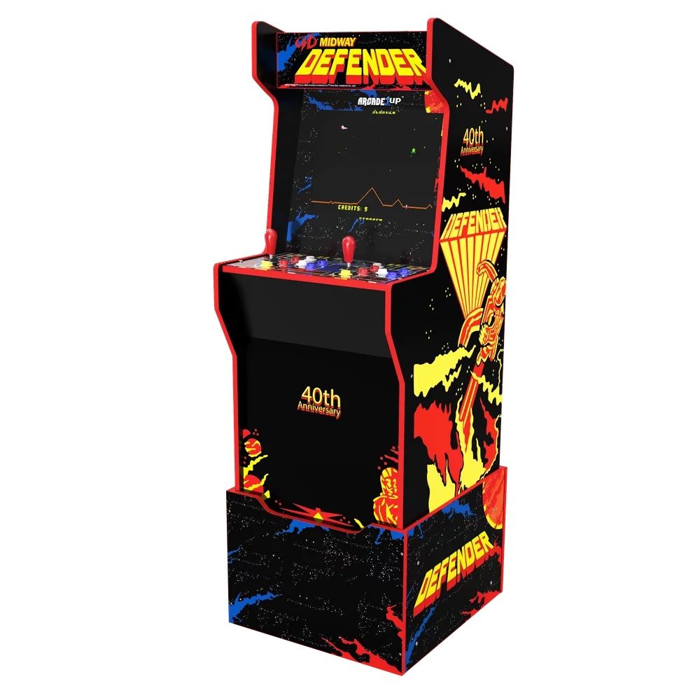 Defender 40th Anniversary 12-IN-1 Midway Legacy Edition Arcade with Licensed Riser and Light-Up Marquee, Arcade1Up