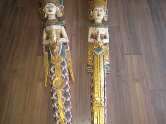 Balinese Hand-Carved Wood Deity Figures – Pair