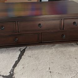 Solid Dark Wood Coffee Table & Matching Sofa Table