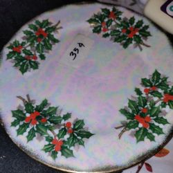 Flower Of The Month December Holly Ucacgo Porcelain Lustre Salad Plate